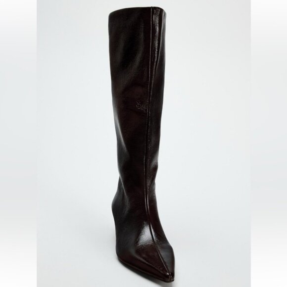 ZARA KITTEN HEEL KNEE HIGH BOOTS - Picture 1 of 4